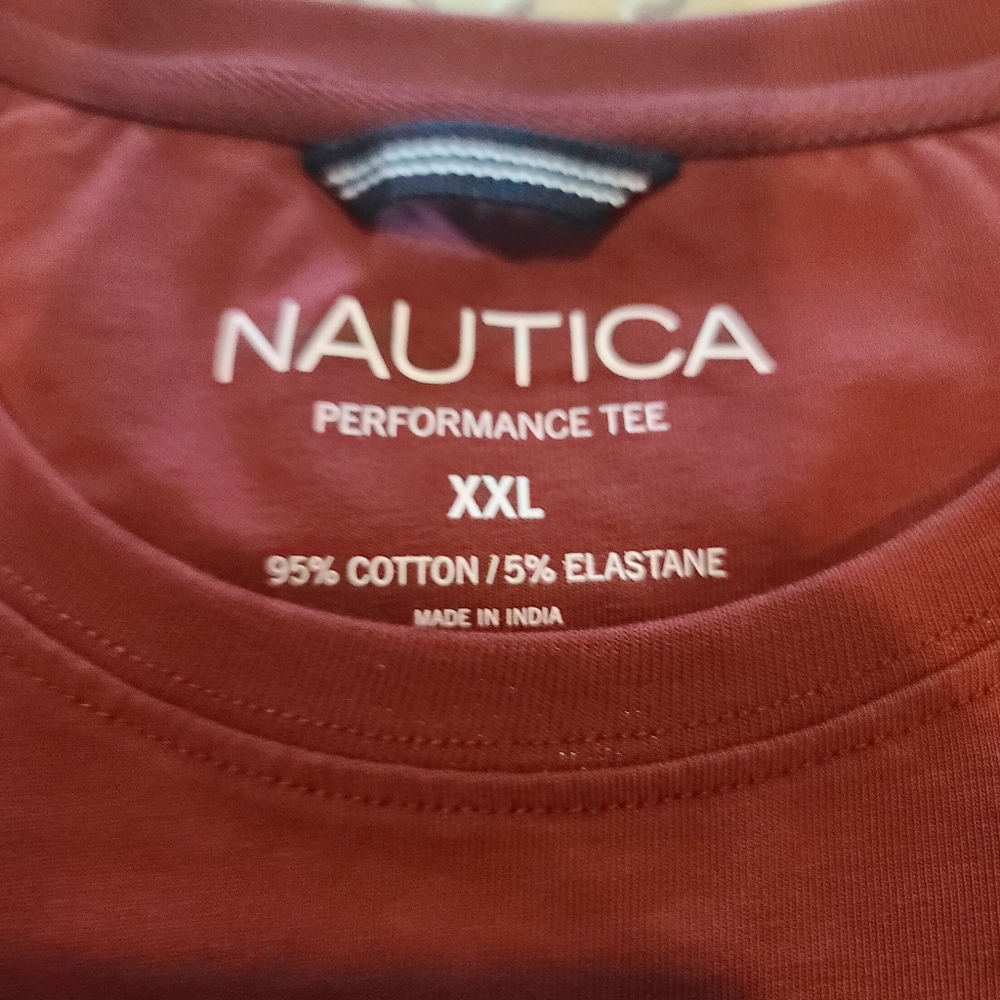 Nautica Men’s Burgundy and Tan Short-Sleeve Crewneck T-Shirts (Set of 3)  CL-4 - Picture 5 of 5